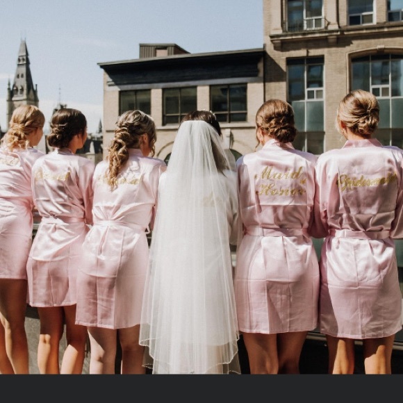 “Maid of Honor” Pink/Godl Robe, S - Picture 1 of 3